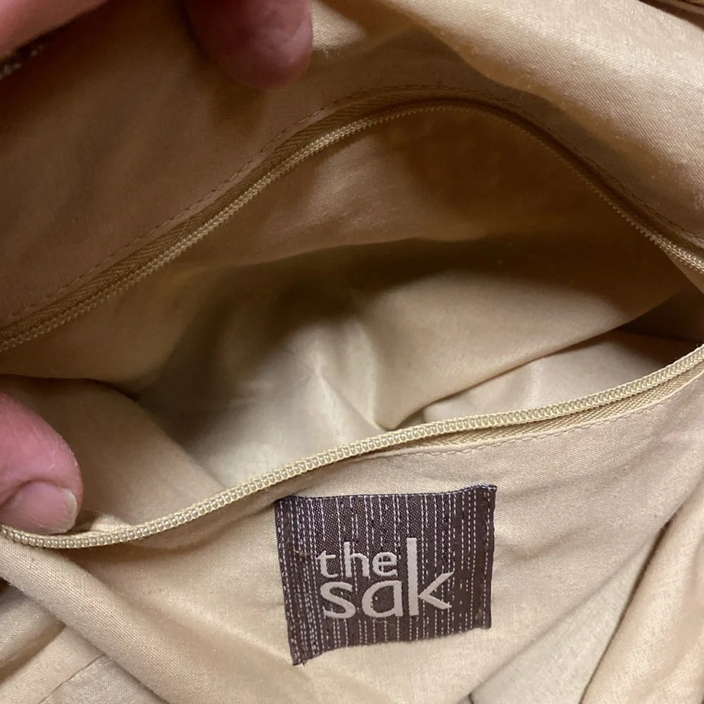 The Sak Shoulder/Tote Bag Green, tan, white Macrame Beach Shopping